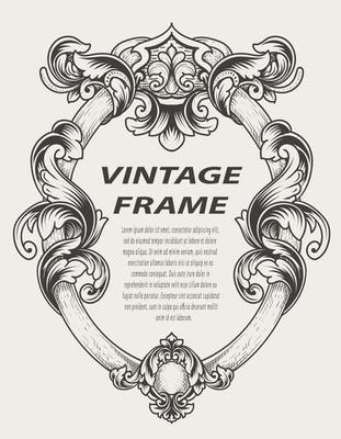 illustration antique engraving frame monochrome style