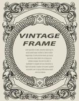 illustration antique engraving frame monochrome style vector