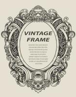 illustration antique engraving frame monochrome style vector