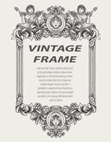 illustration antique engraving frame monochrome style vector