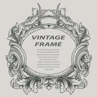 illustration antique engraving frame monochrome style vector