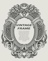 illustration antique engraving frame monochrome style vector