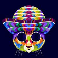 illustration colorful cat with pop art style vector