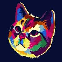 Ilustración gato colorido con estilo pop art vector