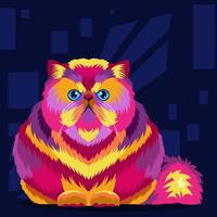 Ilustración gato colorido con estilo pop art vector