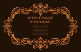Vintage border frame with engraving ornament vector