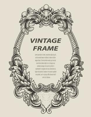 illustration antique engraving frame monochrome style