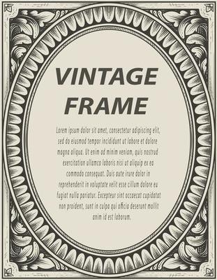 illustration antique engraving frame monochrome style