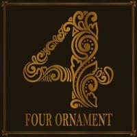 Vintage Four number ornament style vector