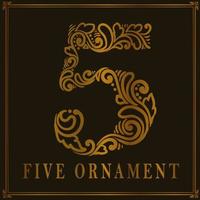 Vintage Five number ornament style vector