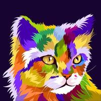 Ilustración gato colorido con estilo pop art vector