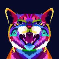 Ilustración gato colorido con estilo pop art vector