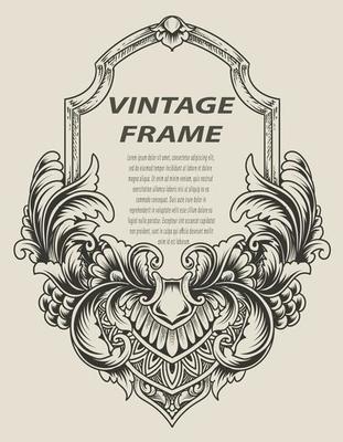 illustration antique engraving frame monochrome style