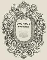 illustration antique engraving frame monochrome style vector