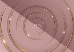 Abstract modern rose gold circles layers background with gold glowing and lighting luxury style. vector