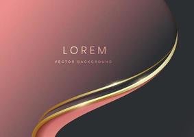 Abstract black and pink luxury background 3d overlapping with gold lines curve. vector