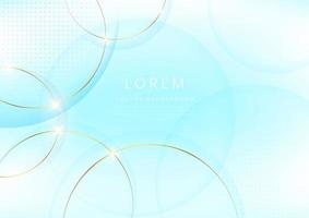 Abstract gold circles lines overlapping on soft blue background. vector