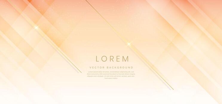 Plantilla abstracta diagonal geométrica degradado amarillo y naranja suave con líneas doradas brillan. lujo moderno. vector