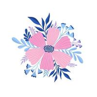 Flower plant leaf abstract stylization.Flat floral bloom elegant design isolated in white background. vector