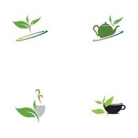 brotes de hojas verde té orgánico taza hoja logo símbolo diseño idea vector