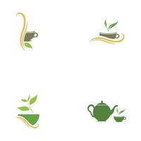 leaf shoots green organic tea mug leaf logo symbol design idea vector