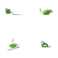 leaf shoots green organic tea mug leaf logo symbol design idea vector