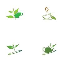 leaf shoots green organic tea mug leaf logo symbol design idea vector