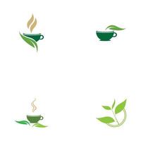 brotes de hojas verde té orgánico taza hoja logo símbolo diseño idea vector