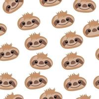 Happy Sloth Hand Drawn Cartoon Seamless Pattern vector