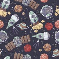 Hand drawn pattern of space elements collection Vector. vector