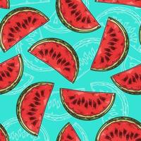 Vector hand drawn fruit watermelon. Seamless pattern.