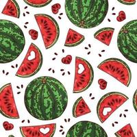 Vector hand drawn fruit watermelon. Seamless pattern.
