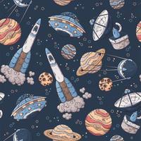 Hand drawn pattern of space elements collection Vector. vector