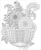 Black and white umbrella coloring book for adults vector