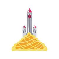 space spaceship launching exploration icon isolated vector