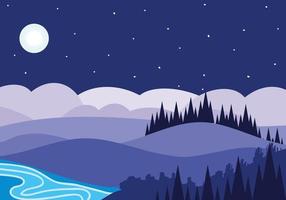 paisaje noche río vector