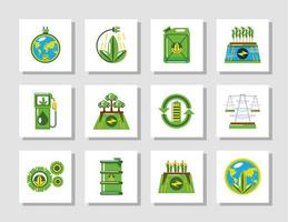 energía renovable ecología verde iconos ambientales vector