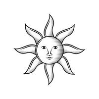 astrology sun engraving vector