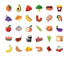 set food nutrition vector