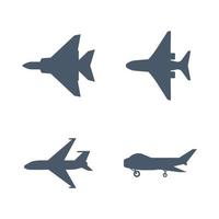 Aircraft silhouettes plane travellers jet transportation aviation icons plane air flight jet silhouette transport airplane illustration vector