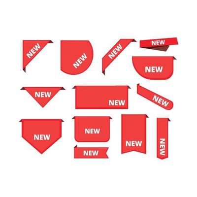 Corner sticker promotional curly banners sale merchandise label arrival ribbons collection