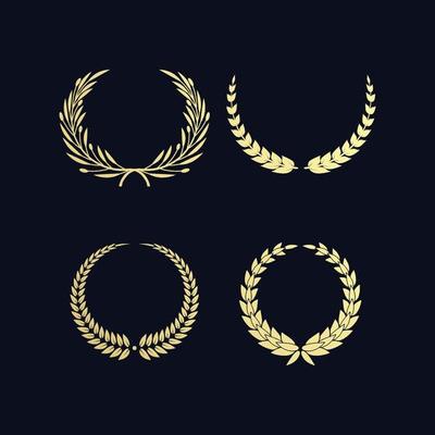 Greek wreath gold winner laurel nobility achieveing floral olive branches awards set