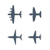 Aircraft silhouettes plane travellers jet transportation aviation icons plane air flight jet silhouette transport airplane illustration vector