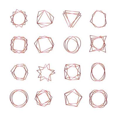 Geometrical frames abstract polygonal shapes elegant borders wedding element symbols