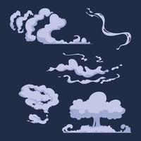 Cartoon smoke vfx comic bang clouds explosion bomb speed storm motion wind art collection illustration smoke comic cartoon bubble motion fog vector
