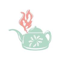 teapot hot beverage utensil cooking sketch isolated style vector