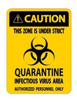 Caution Quarantine Infectious Virus Area Sign Isolate On White Background,Vector Illustration EPS.10 vector