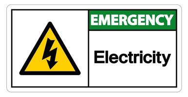 Signo de símbolo de electricidad de emergencia sobre fondo blanco. vector