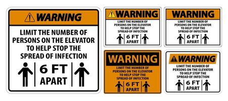 Warning Elevator Physical Distancing Sign Isolate On White Background,Vector Illustration EPS.10 vector