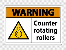Warning counter rotating rollers sign on transparent background vector